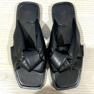 Black leather sandals